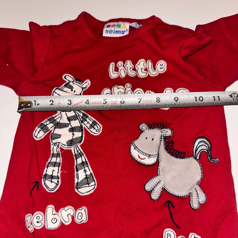 VINTAGE 90s MiniWear one piece jumpsuit romper coverall size 24mos Pony zebra - Picture 5 of 7